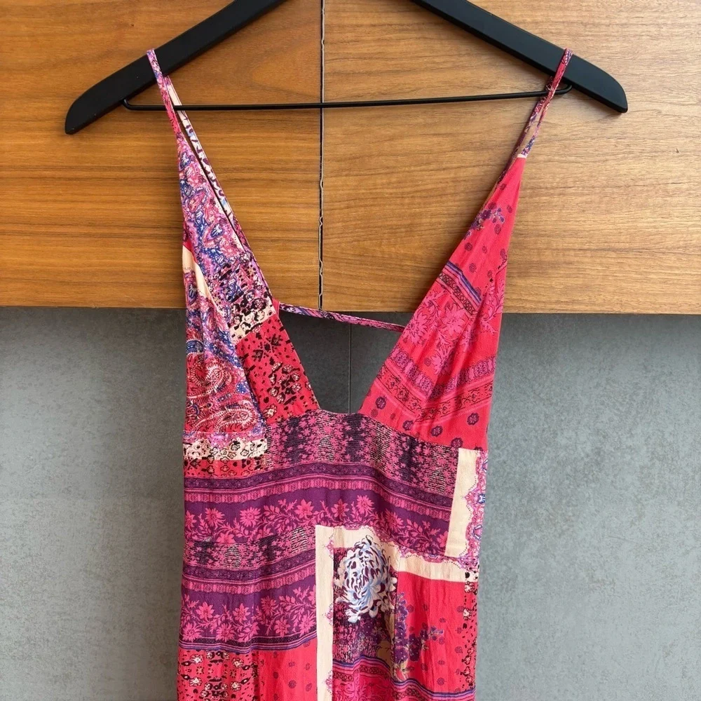 Free People Margarita Bohemian Patchwork Flowy Jumpsuit, Size 2